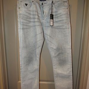 Guess SLIM Tapered Leg Low Rise Riptoe Wash Jeans Men''s Size 38